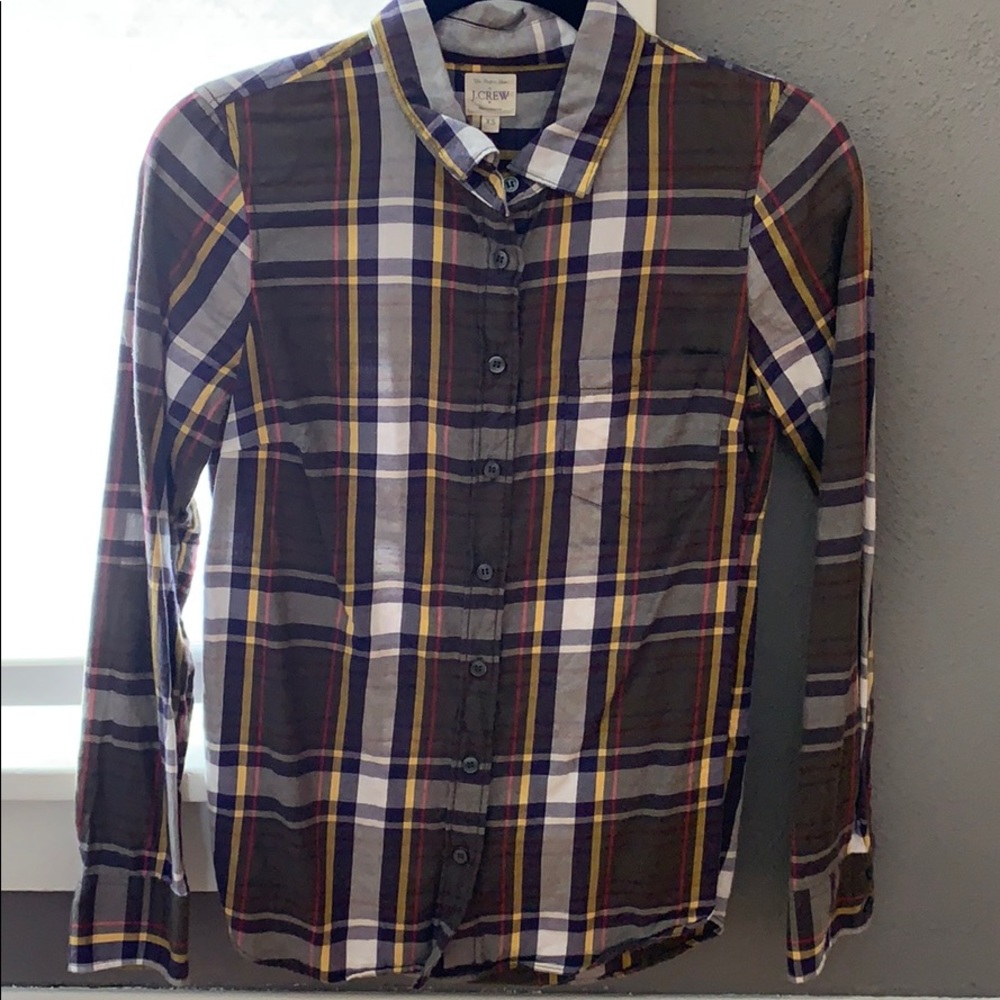 Women’s J. Crew XS Long-Sleeved Plaid Flannel Top